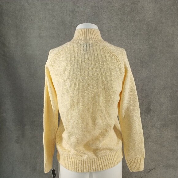 NWT KAREN SCOTT Fall Textured Sweater Petite SMALL Pearl Button Buttercream - Picture 6 of 10